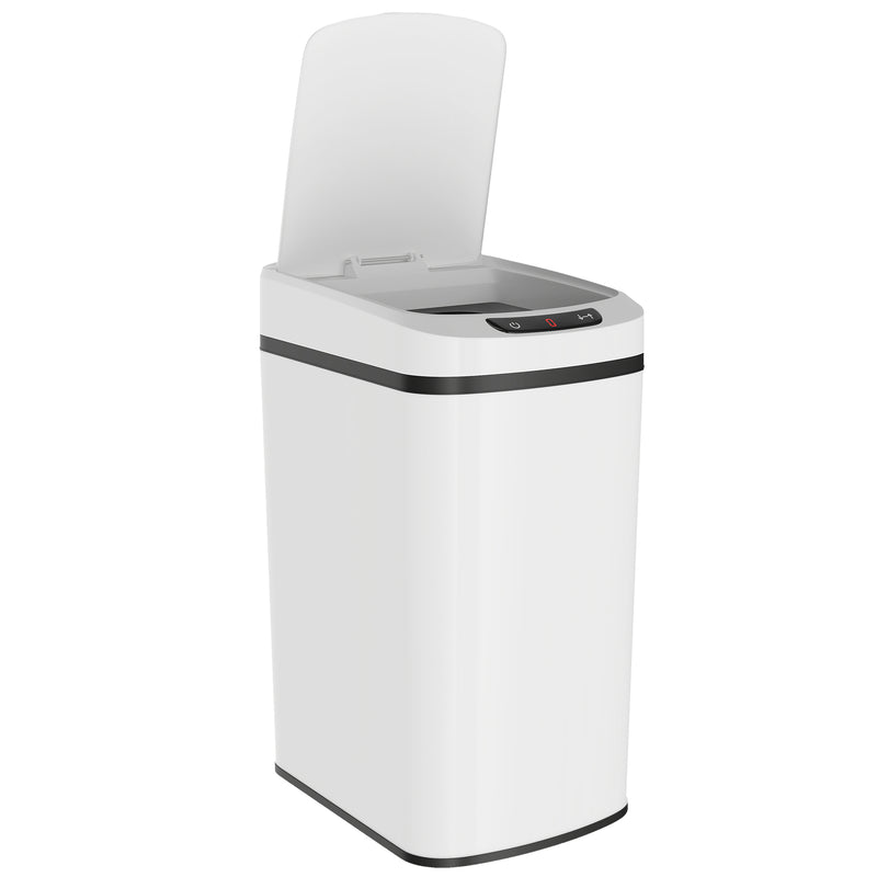 12L Touchless Kitchen Bin with Motion Sensor and Fingerprint Resistant Steel White AOSOM