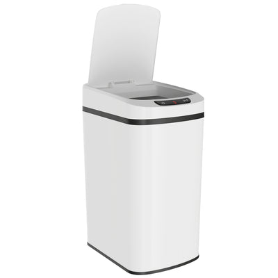 12L Touchless Kitchen Bin with Motion Sensor and Fingerprint Resistant Steel White AOSOM
