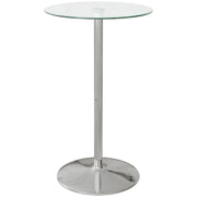 Round Glass Bar Table for 2 with Steel Base Ideal for Home Kitchen or Bistro Use Clear