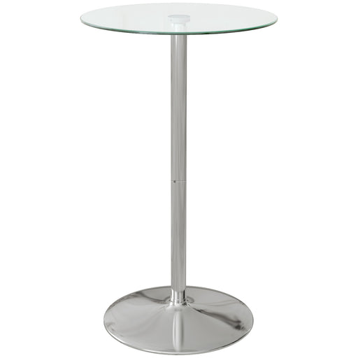 Round Glass Bar Table for 2 with Steel Base Ideal for Home Kitchen or Bistro Use Clear