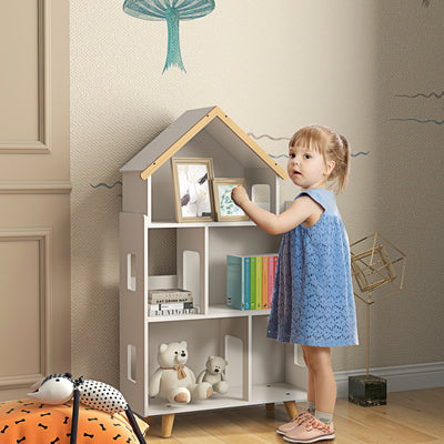 Three Tier Toy Storage Shelf with Six Cubes for Kids Playroom or Bedroom, White