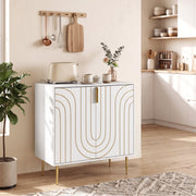 Art Deco Style Sideboard with Adjustable Shelf Ideal for Dining or Living Room White