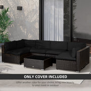 Black Rattan Sofa Cushion Cover for Outdoor Garden Furniture Weather Resistant Polyester