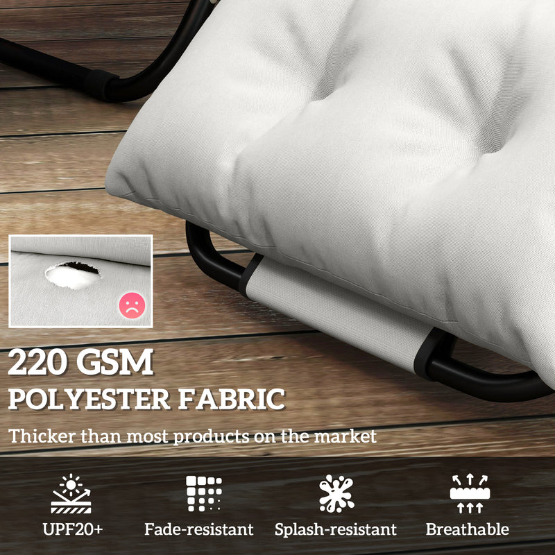 Light Grey Sun Lounger Cushions Set of 2 Thick Replacement Pads with Ties UPF20+ by Outsunny