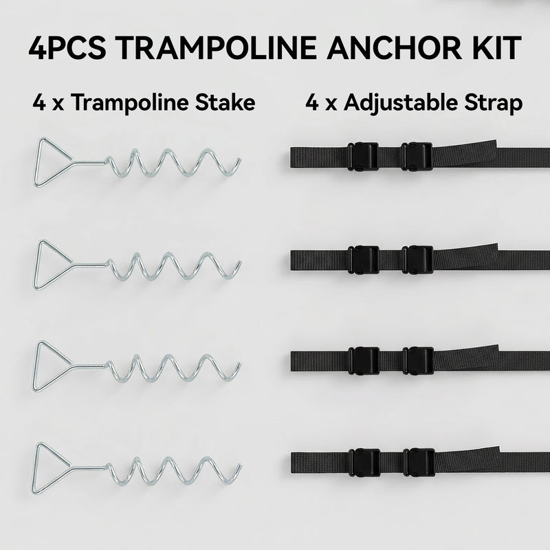 Trampoline Anchor Kit for Securing Outdoor Play Equipment in Windy Weather Silver AOSOM