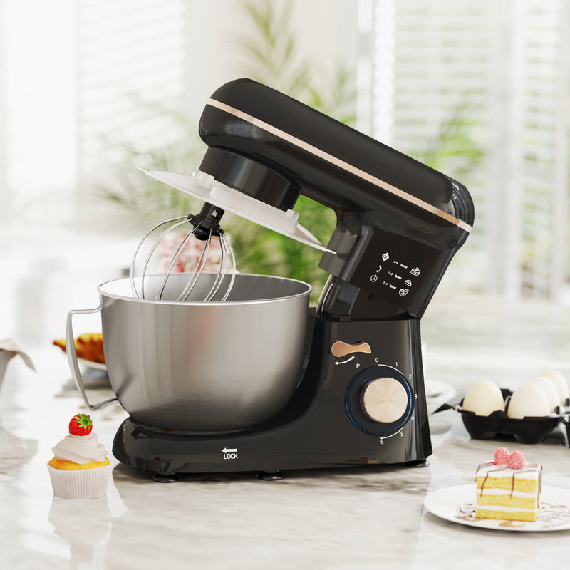 1300W Kitchen Stand Mixer with Accessories Black by HOMCOM