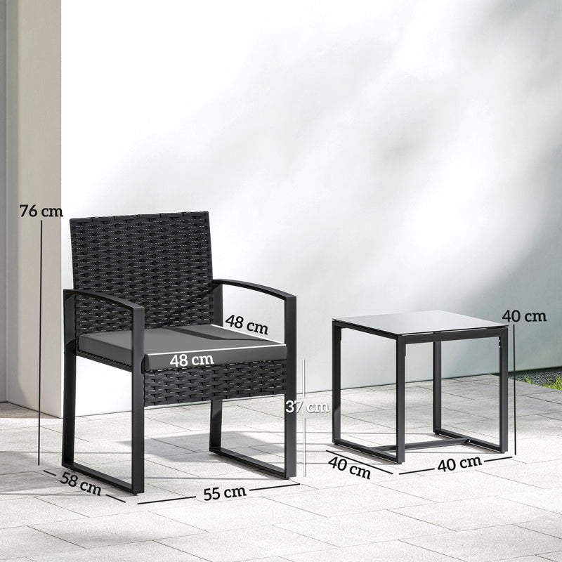 Garden Bistro Set for Small Balconies with Cushioned Chairs and Table