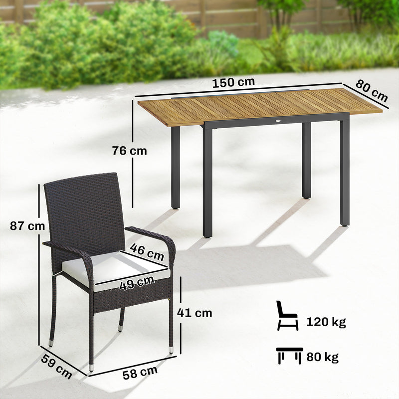 7 Piece Garden Dining Set with Extendable Table and Stackable Chairs for Flexible Outdoor Seating