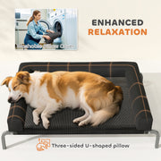 Raised Pet Bed for Medium Dogs or Cats with Cooling Mesh and Support Pillow Black AOSOM