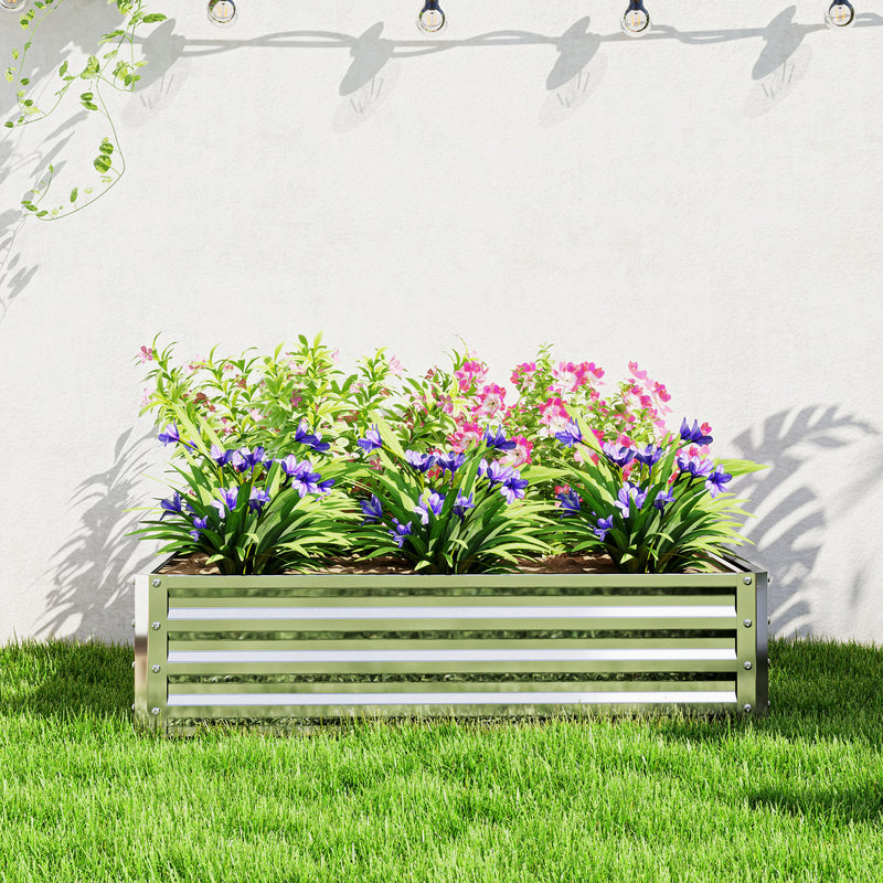 Square Raised Garden Bed Planter Box With Durable Steel Frame For Vegetables Silver