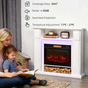 Electric Fireplace Heater with LED Mantel Adjustable Temperature Range Ideal for Homes White