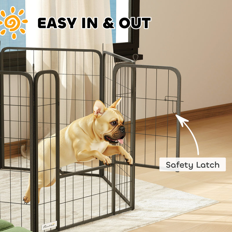 6 Panel Heavy Duty Dog Playpen with Secure Door for Indoor and Outdoor Use 60cm High by PawHut