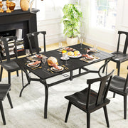 Black Rectangular Garden Dining Table with Parasol Hole Steel Frame 150cm x 90cm