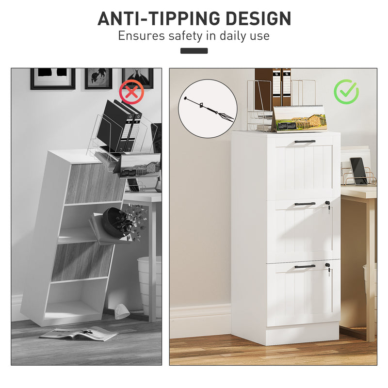 Lockable Desk Drawer Cabinet for Secure Home Office Paperwork Organisation White