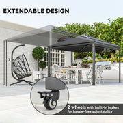 3x3m or 3x6m Garden Gazebo with Extendable Awning and Wheels UPF30+ Shelter for BBQs and Events by Outsunny