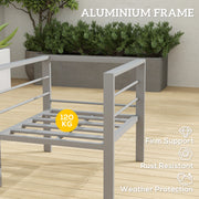 Set of 2 Modern Garden Armchairs with Cushions and Metal Frame for Patio or Balcony Charcoal Grey