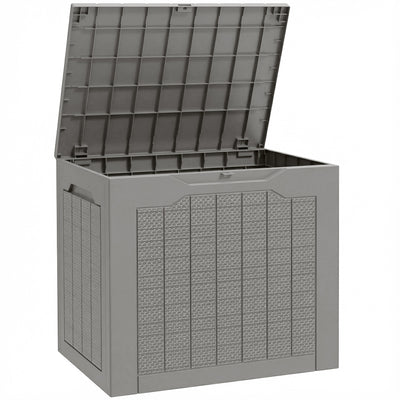 93L Waterproof Plastic Garden Storage Box With Carry Handles For Outdoor Use Khaki