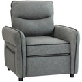 Faux Leather Accent Armchair With Padded Seat For Living Room Or Bedroom Grey AOSOM