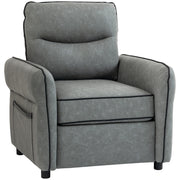 Faux Leather Accent Armchair With Padded Seat For Living Room Or Bedroom Grey AOSOM