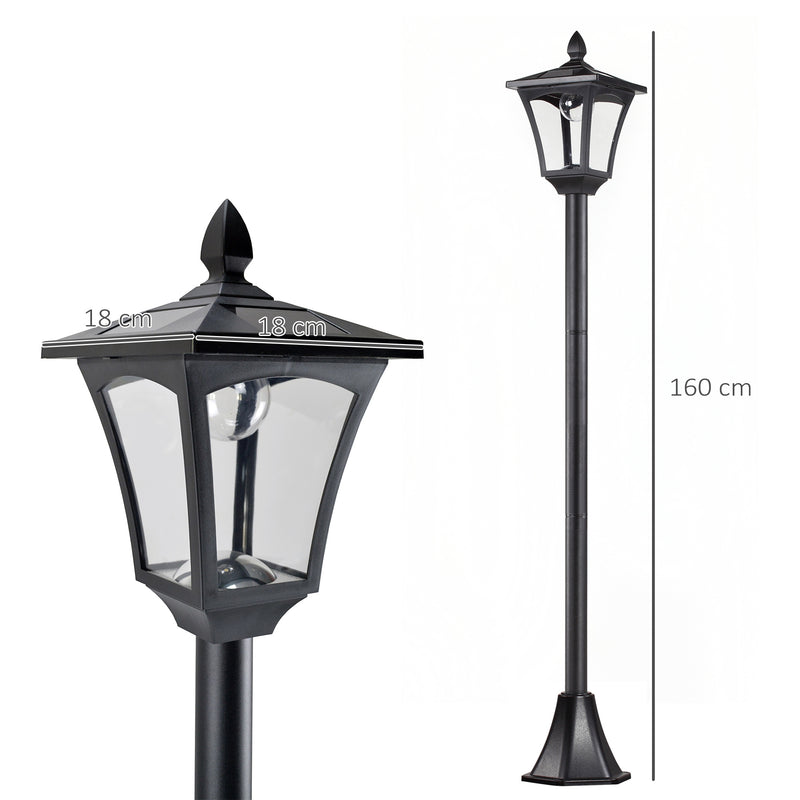 Set of 2 1.6M Solar Post Lights Dimmable LED Lanterns for Garden Pathway by Outsunny
