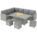 Grey 7 Piece Rattan Garden Sofa Set With Firepit Table by Outsunny