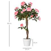 Set of 2 Pink Rose Artificial Plants in Pots 90cm Tall for Indoor and Outdoor Decor