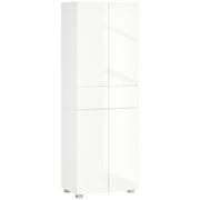 Freestanding 4 Door Kitchen Cabinet with Adjustable Shelves and Drawers for Storage White