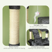 Multi Level Cat Tree Tower With Scratching Posts And Hideaway For Indoor Cats Grey