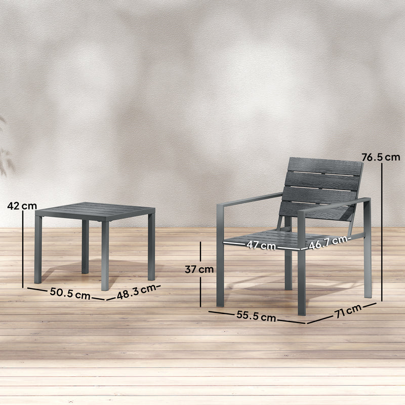 Garden Bistro Set for 2 with Weather-Resistant Chairs and Table for Patio or Balcony Outsunny