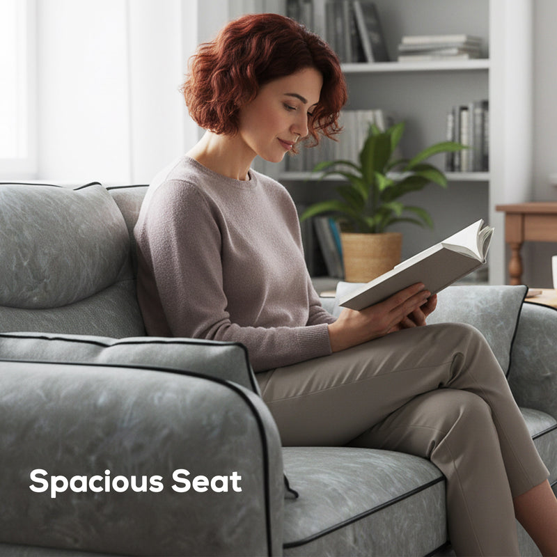 2 Seater Sofas, Dark Grey Faux Leather Loveseat Sofa Ideal for Small Spaces