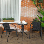 3 Piece Rattan Bistro Set Black Garden Furniture by Outsunny