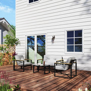 4 Piece Garden Furniture Set with Loveseat Sofa Armchairs and Table Light Grey by Outsunny