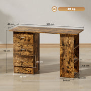 Computer Desk with Drawers and 3 Storage Shelves for Home Office Workstation, Rustic Brown