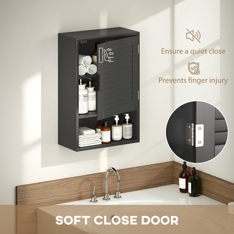 Wall Mounted Bathroom Cabinet With Adjustable Shelves Ideal For Compact Spaces Black AOSOM