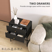 HOMCOM Elegant Two-Drawer Bedside Table Set of 2 - Black AOSOM