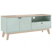 TV Stand with Adjustable Storage and Cable Management for Tidy Living Room Light Green Oak AOSOM
