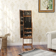 Freestanding Full Length Mirror Cabinet with LED Jewelry Storage and Adjustable Angle Rustic Brown