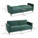 Dark Green Velvet Feel 3 Seater Sofa Bed Modern Design by HOMCOM