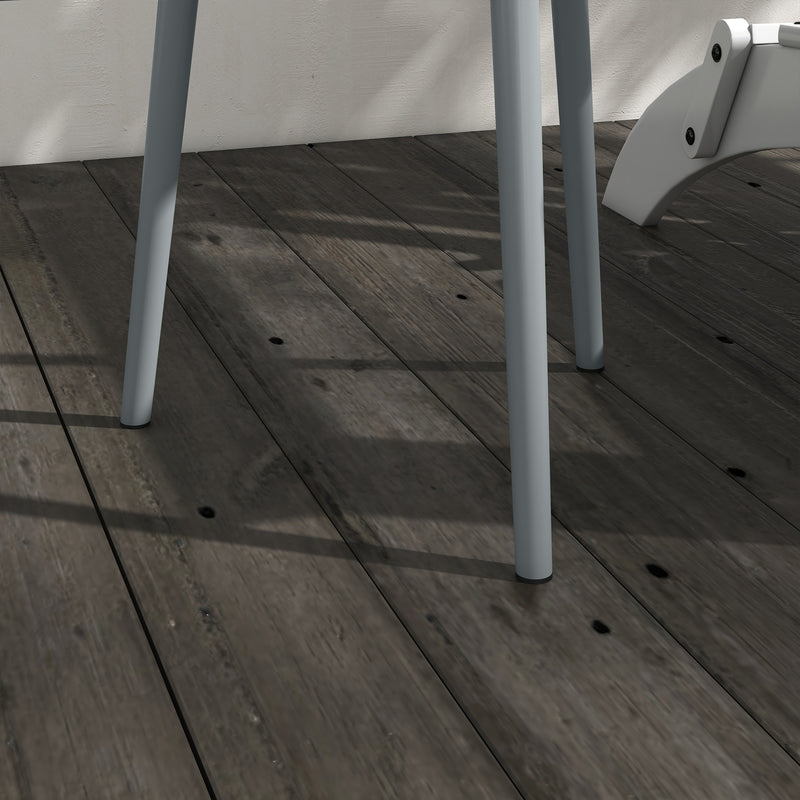 Outsunny Round Garden Coffee Table, Outdoor Side Table with Rounded Steel Edge, Ø40 x 50H cm, Grey AOSOM