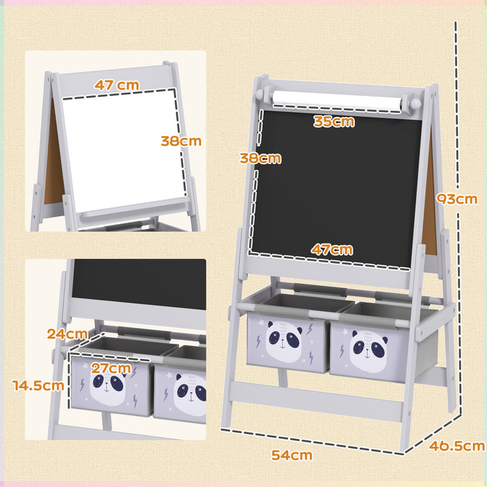 Grey 3-in-1 Kids Art Easel with Paper Roll and Storage by AIYAPLAY