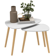 Set of 2 Nesting Coffee Tables with Solid Wood Legs Light Grey by HOMCOM