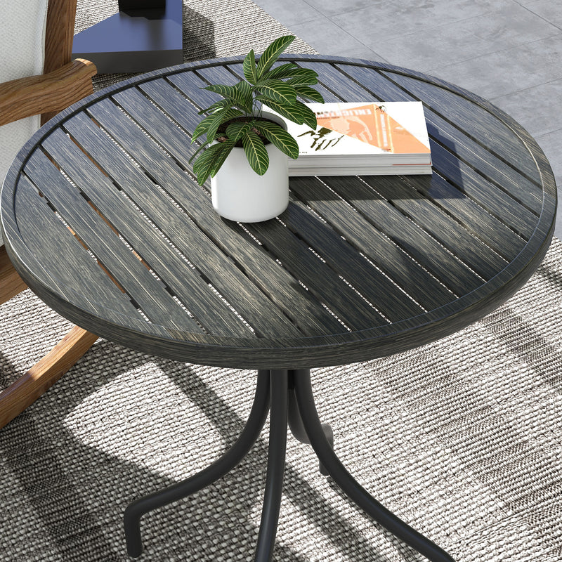 Grey 66cm Galvanised Steel Round Garden Table Weather Resistant by Outsunny