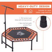 Adjustable Mini Fitness Trampoline With Handle Bar For Indoor Exercise Black Orange AOSOM