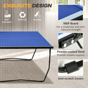 SPORTNOW 9FT Folding Tennis Table, with 8 Wheels, for Indoor Use, Blue AOSOM