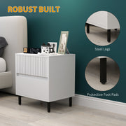Set of 2 Two Drawer Bedside Tables with Indented Design for Bedroom Storage White