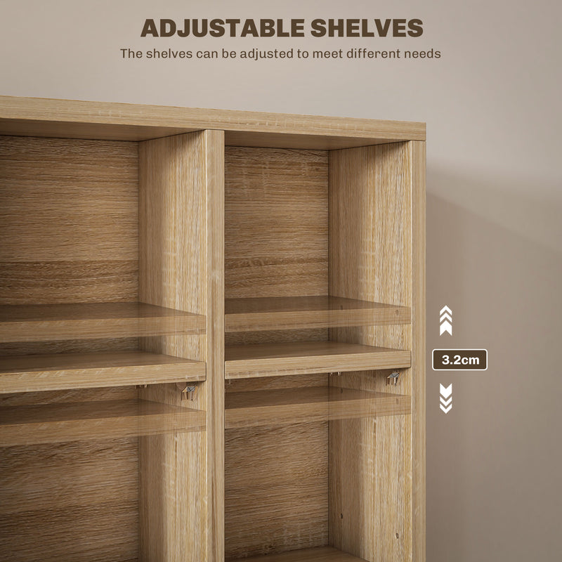 CD Storage Cabinet with Adjustable Shelves for Media and Display 89 x 130 cm ,Natural Wood