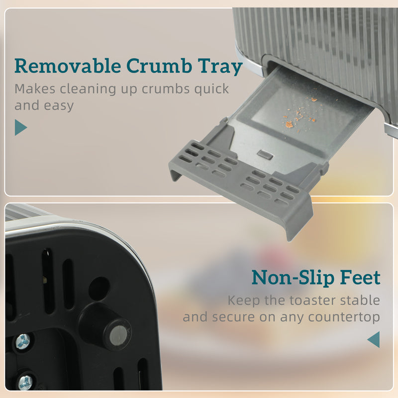 4 Slice Toaster with Dual Controls for Easy Family Breakfasts Grey AOSOM