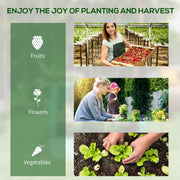 Raised Garden Planter Bed with Mini Greenhouse for Vegetables and Herbs Green and Silver AOSOM