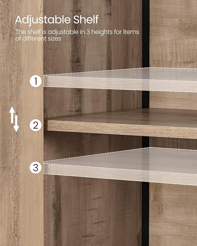 Freestanding Storage Cabinet with Adjustable Shelves for Bathroom or Kitchen by Vasagle