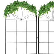 Set of 2 Metal Garden Trellis Panels With Sturdy Grid For Climbing Plants and Vines